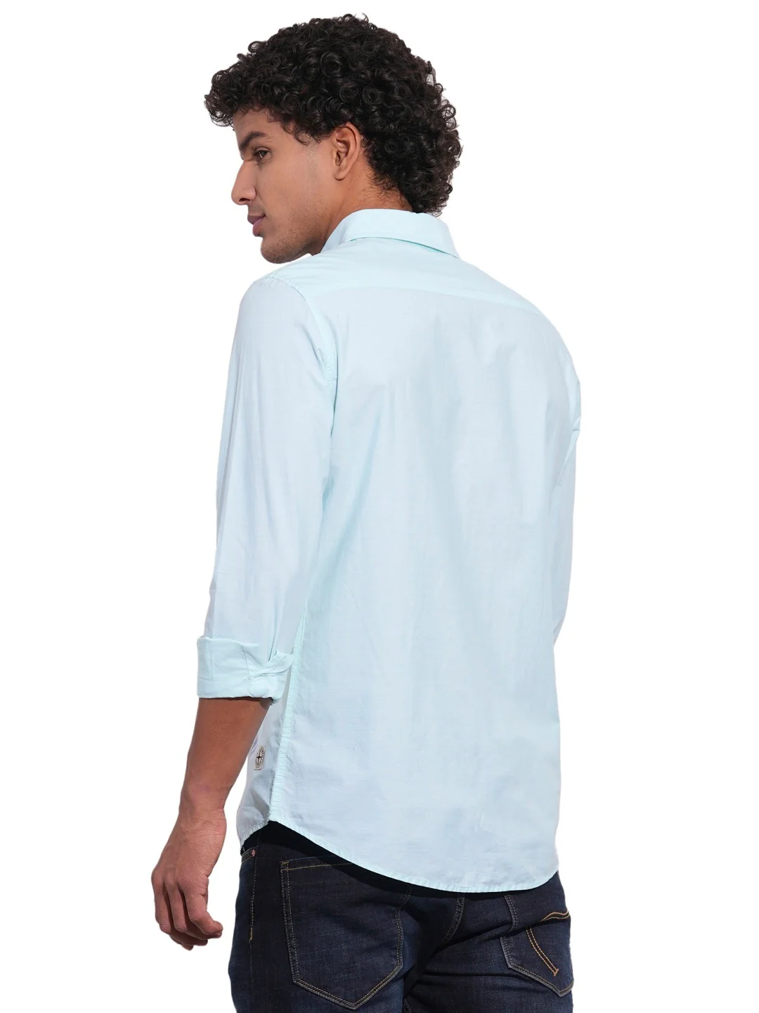 Sea Green Regular Fit Regular Collar Men's Shirt by Being Human Clothing - Image 3