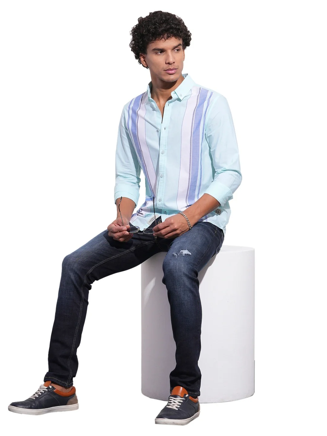 Sea Green Regular Fit Regular Collar Men's Shirt by Being Human Clothing - Image 5