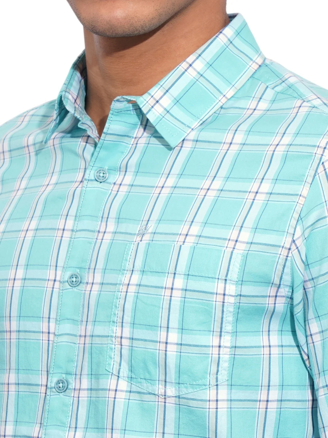 Sea Green Regular Fit Regular Collar Men's Shirt by Being Human Clothing - Image 4