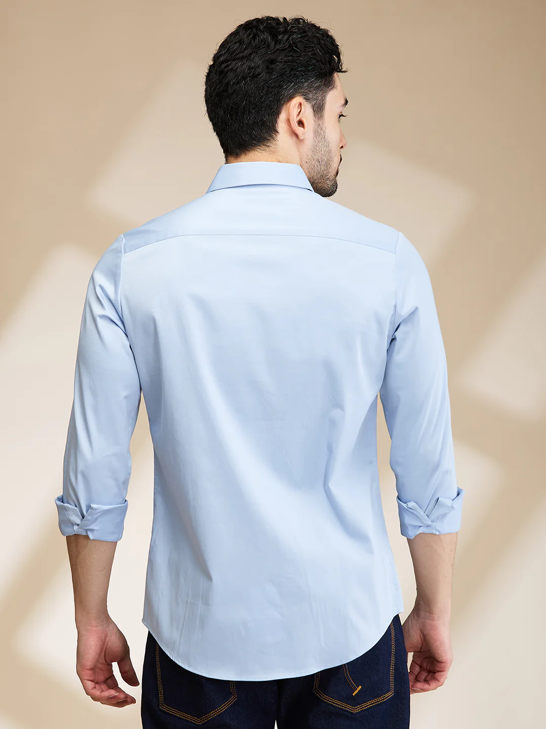 Sky Blue Slim Fit Regular Collar Men's Shirt by Being Human Clothing - Image 3
