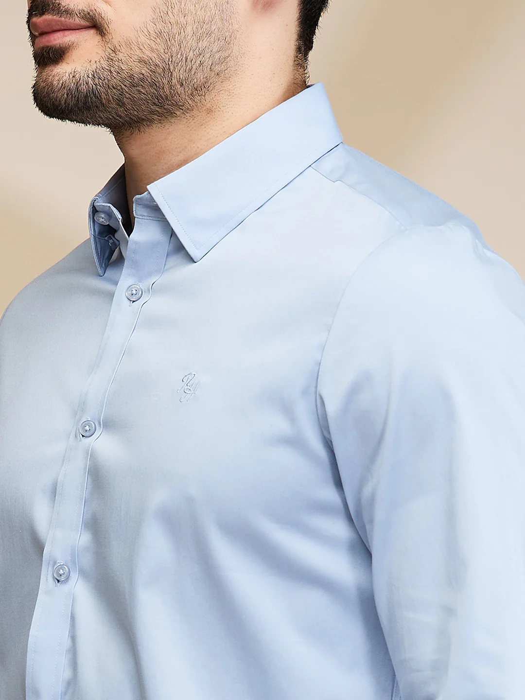 Sky Blue Slim Fit Regular Collar Men's Shirt by Being Human Clothing - Image 5