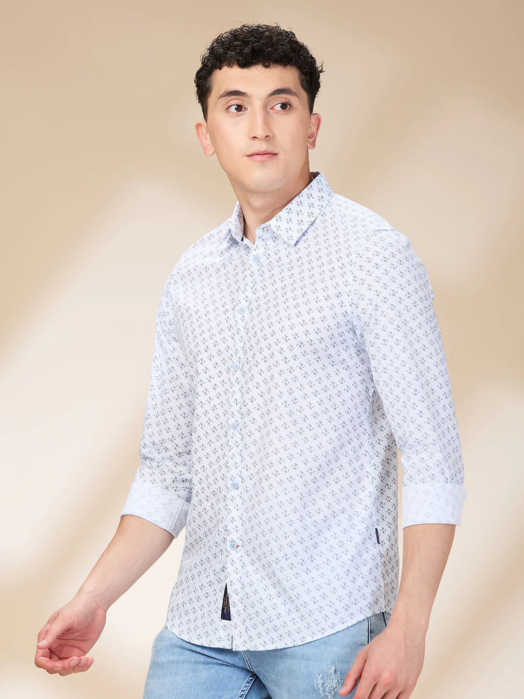 Blue Slim Straight Fit Regular Collar Long Sleeves Men's Shirt by Being Human Clothing - Image 4