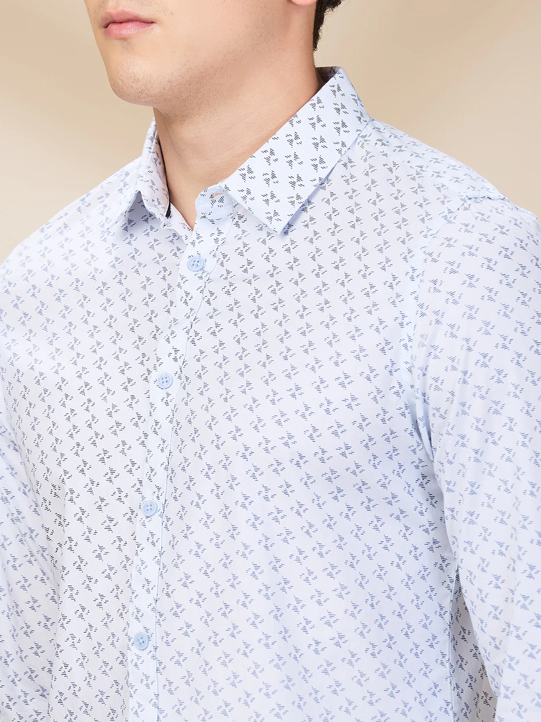 Blue Slim Straight Fit Regular Collar Long Sleeves Men's Shirt by Being Human Clothing - Image 5