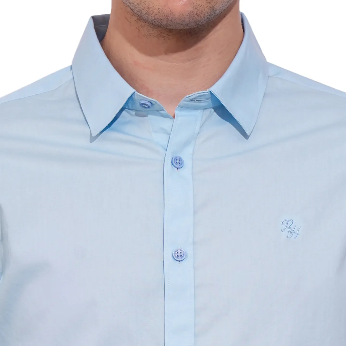 Blue Slim Straight Fit Regular Collar Long Sleeves Men's Shirt by Being Human Clothing - Image 5