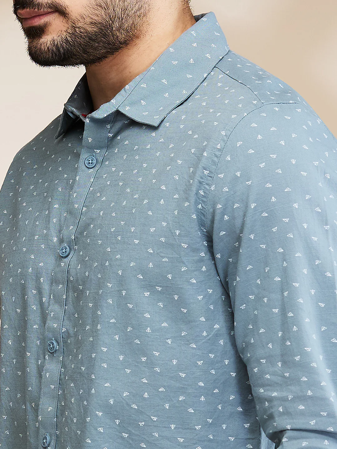 Grey Slim Fit Regular Collar Men's Shirt by Being Human Clothing - Image 5