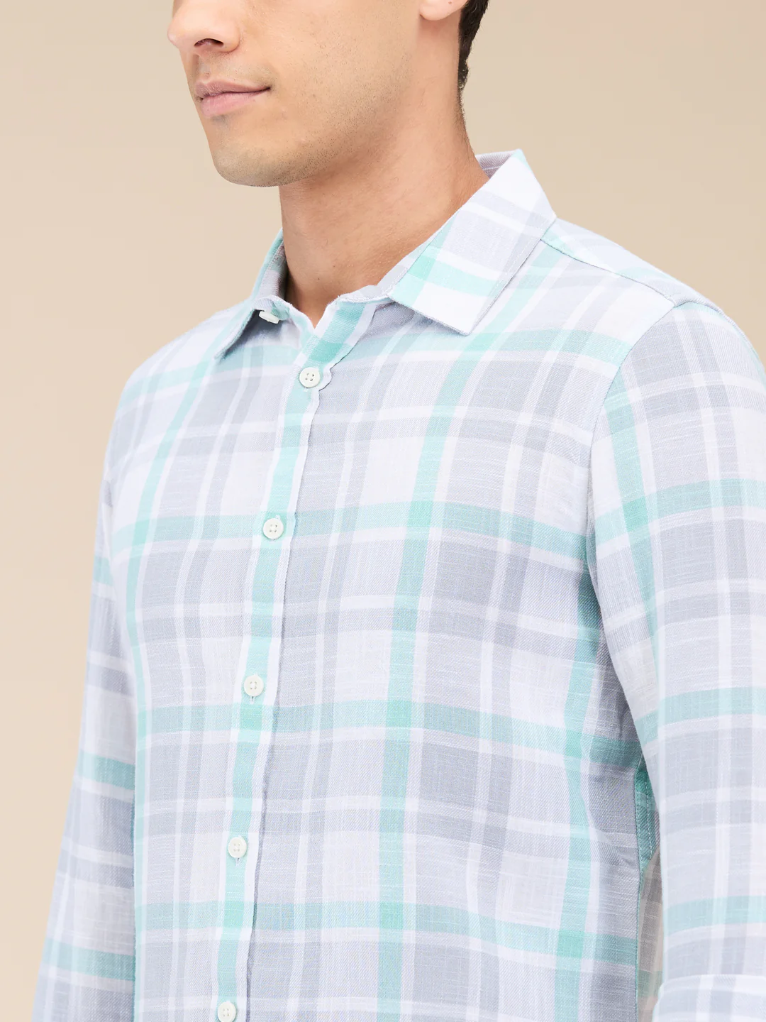 Grey Slim Fit Regular Collar Men's Shirt by Being Human Clothing - Image 5
