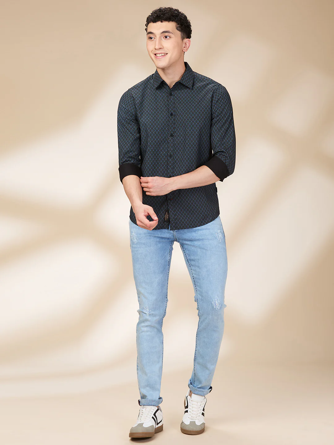 Grey Slim Straight Fit Regular Collar Long Sleeves Men's Shirt by Being Human Clothing - Image 2