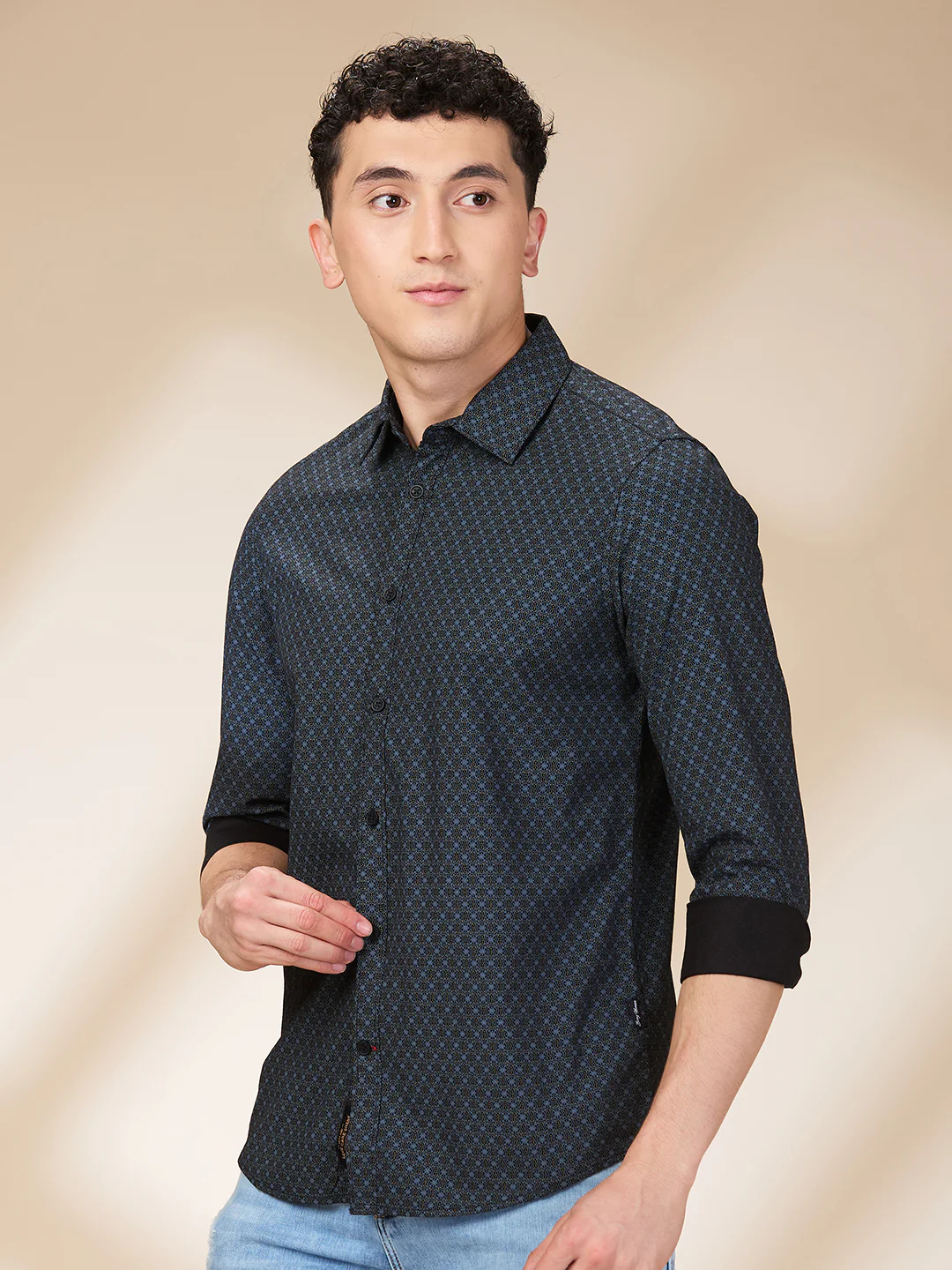 Grey Slim Straight Fit Regular Collar Long Sleeves Men's Shirt by Being Human Clothing - Image 4
