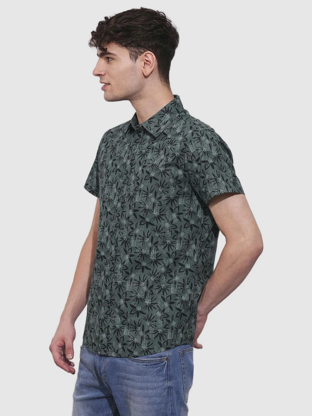 Grey Slim Fit Regular Collar Men's Shirt by Being Human Clothing - Image 2