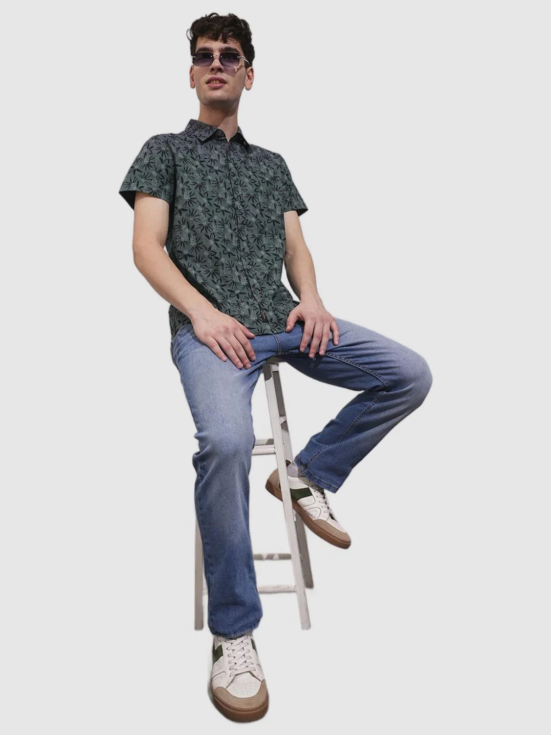 Grey Slim Fit Regular Collar Men's Shirt by Being Human Clothing - Image 5