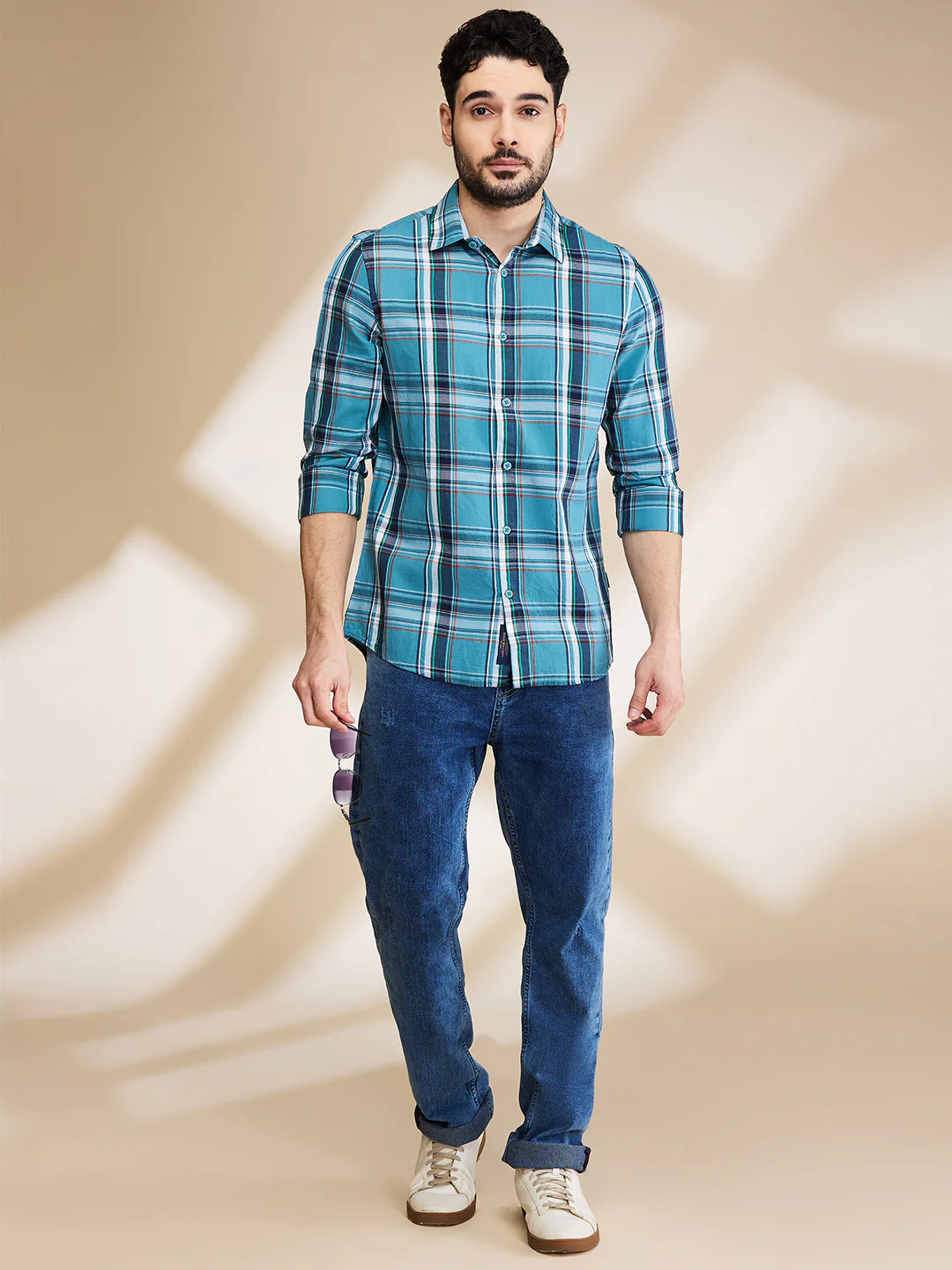 Teal Slim Fit Regular Collar Men's Shirt by Being Human Clothing - Image 2