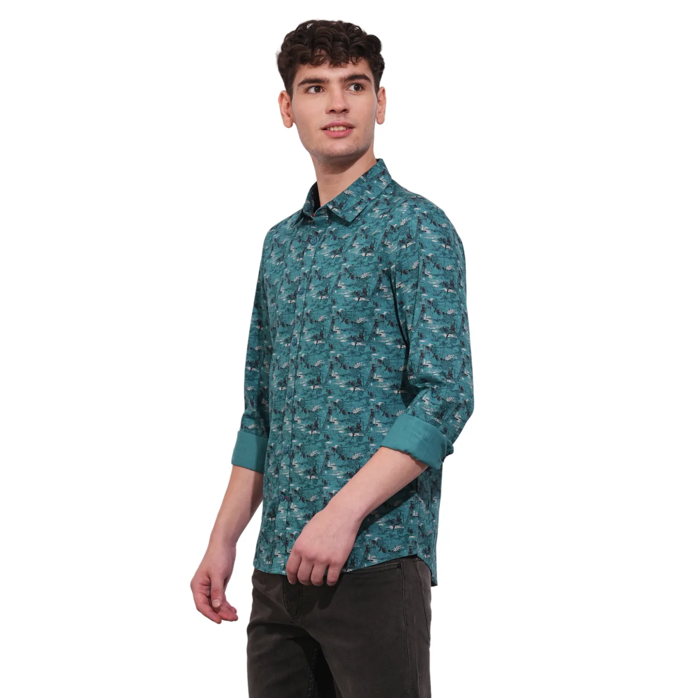 Teal Slim Fit Regular Collar Men's Shirt by Being Human Clothing - Image 2