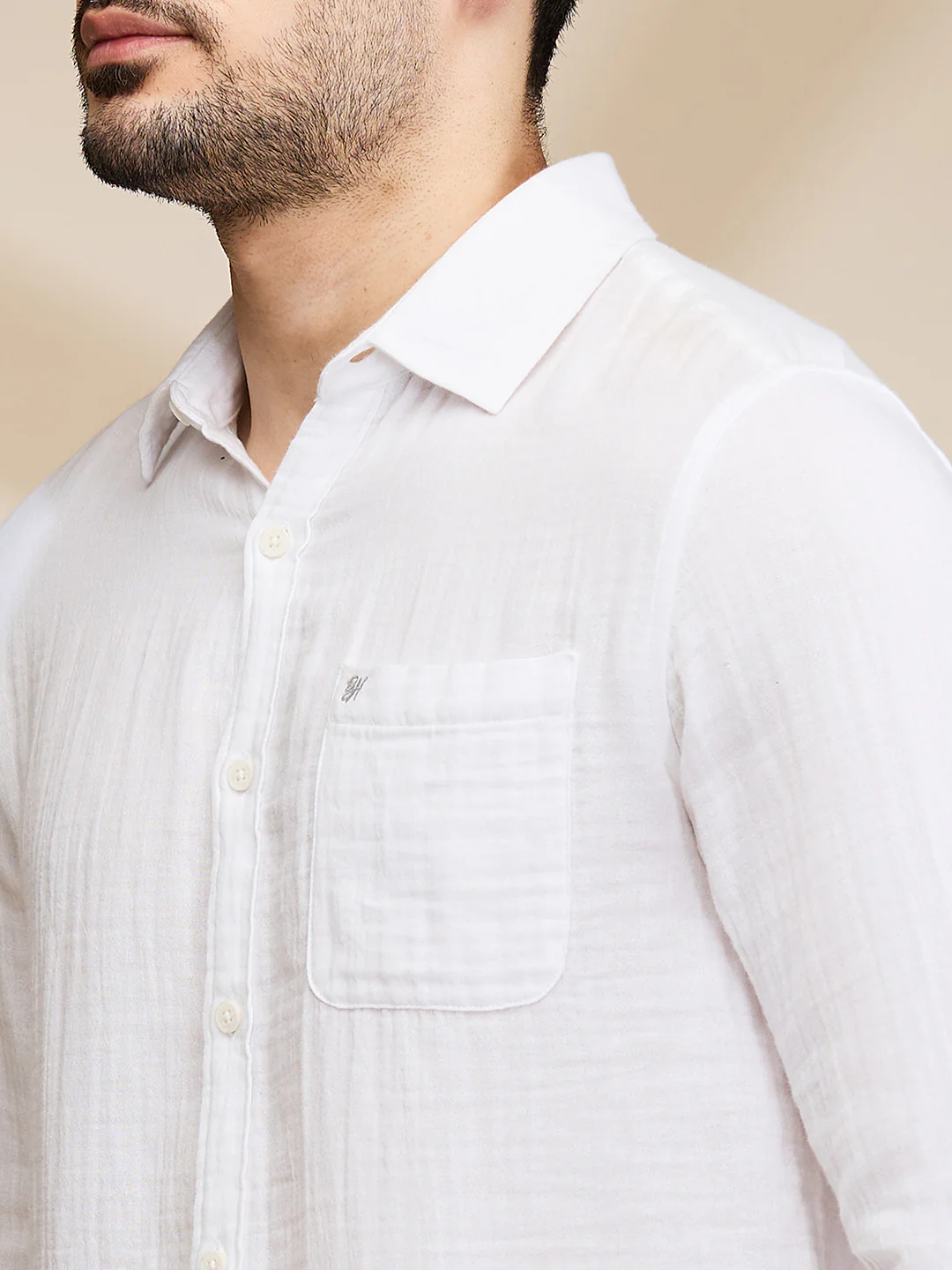 White Slim Fit Regular Collar Men's Shirt by Being Human Clothing - Image 5