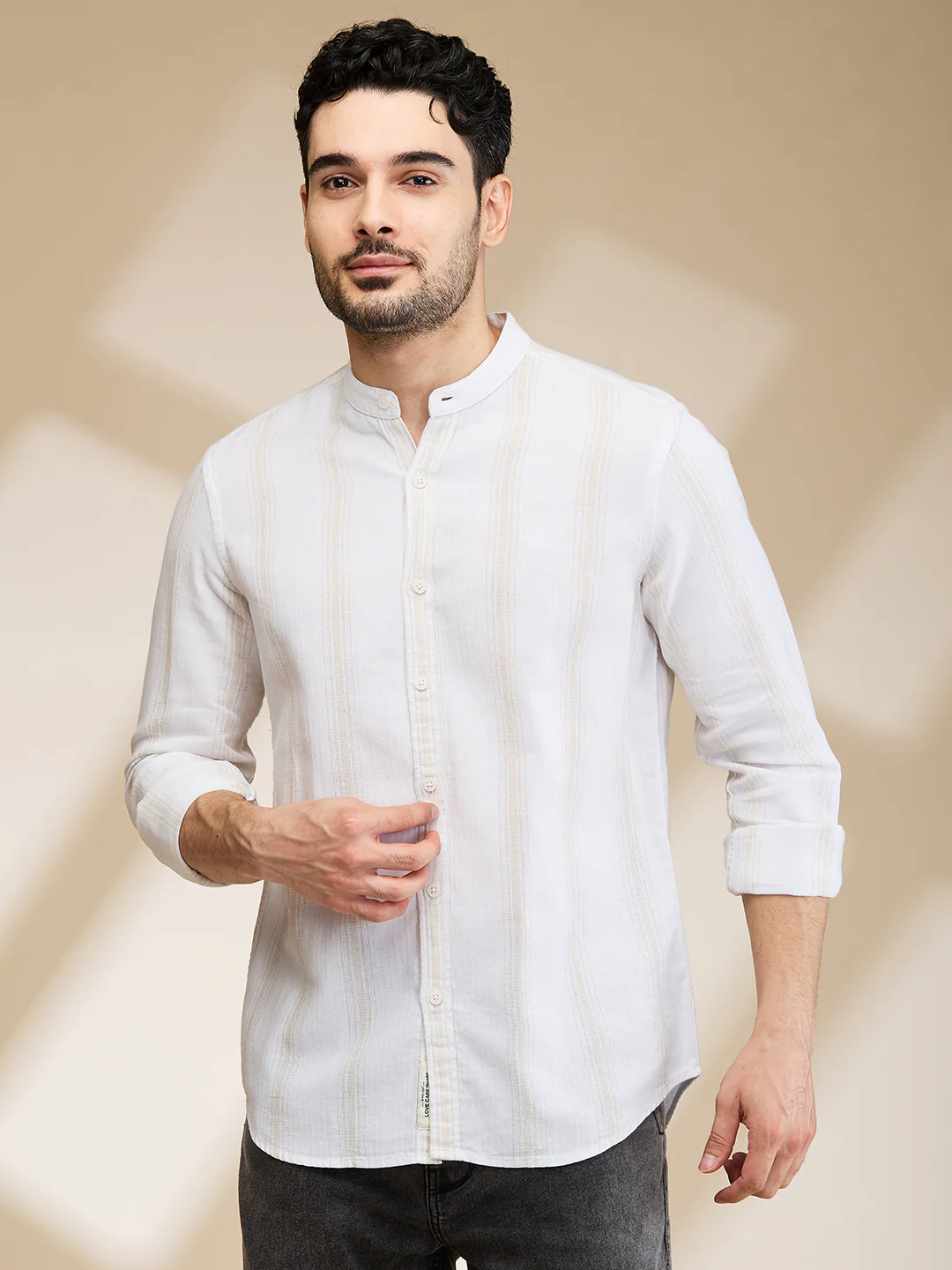 White Slim Fit Regular Collar Men's Shirt by Being Human Clothing