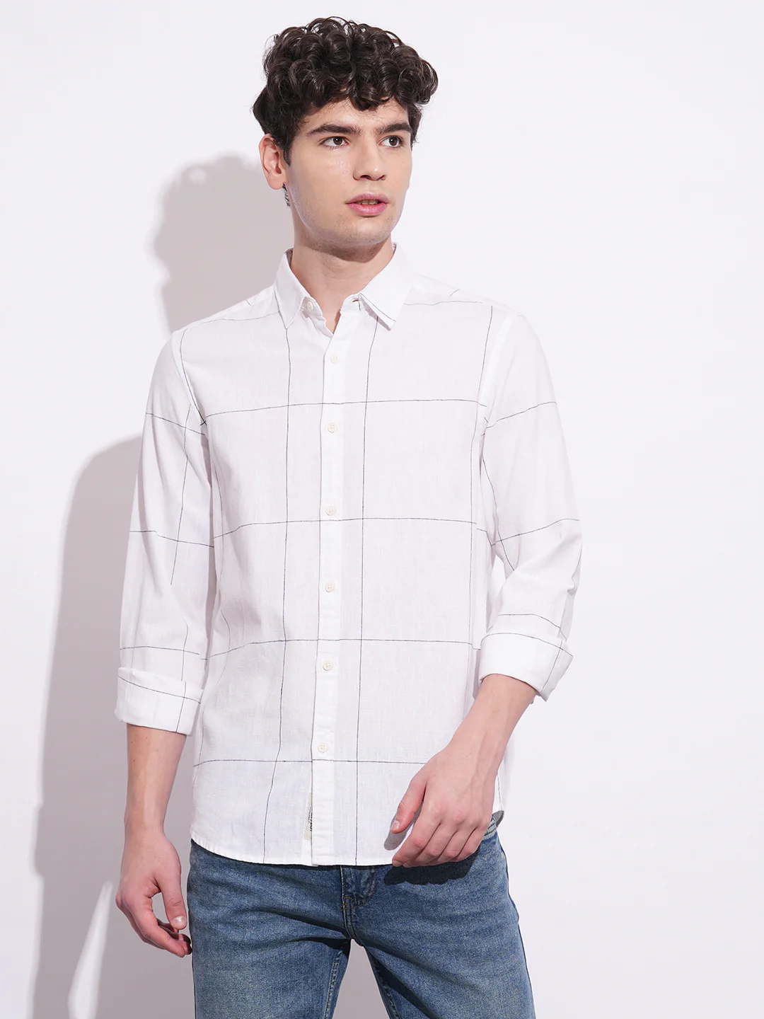White Regular Fit Regular Collar Men's Shirt by Being Human Clothing