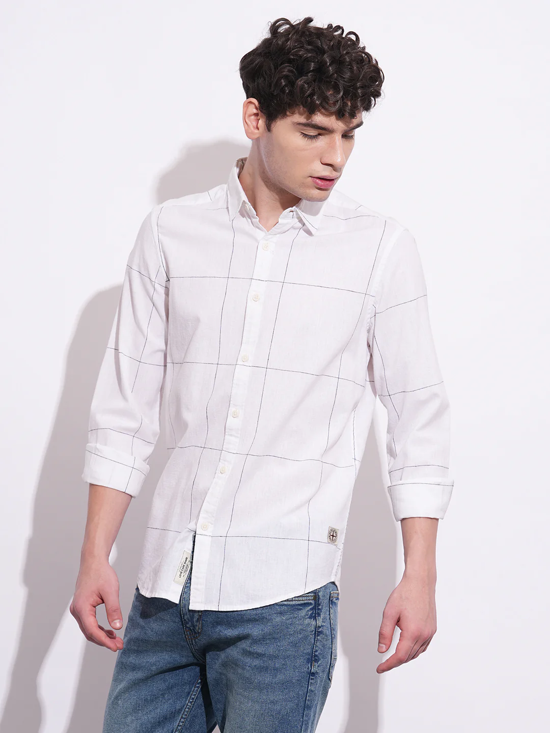 White Regular Fit Regular Collar Men's Shirt by Being Human Clothing - Image 2