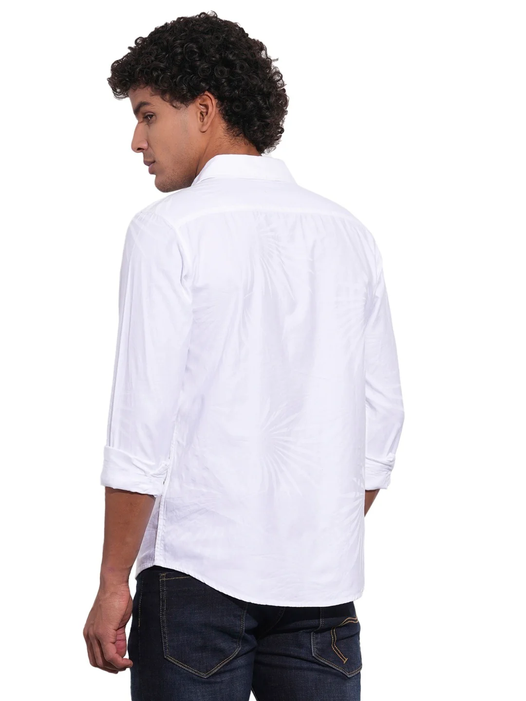 White Regular Fit Regular Collar Men's Shirt by Being Human Clothing - Image 3