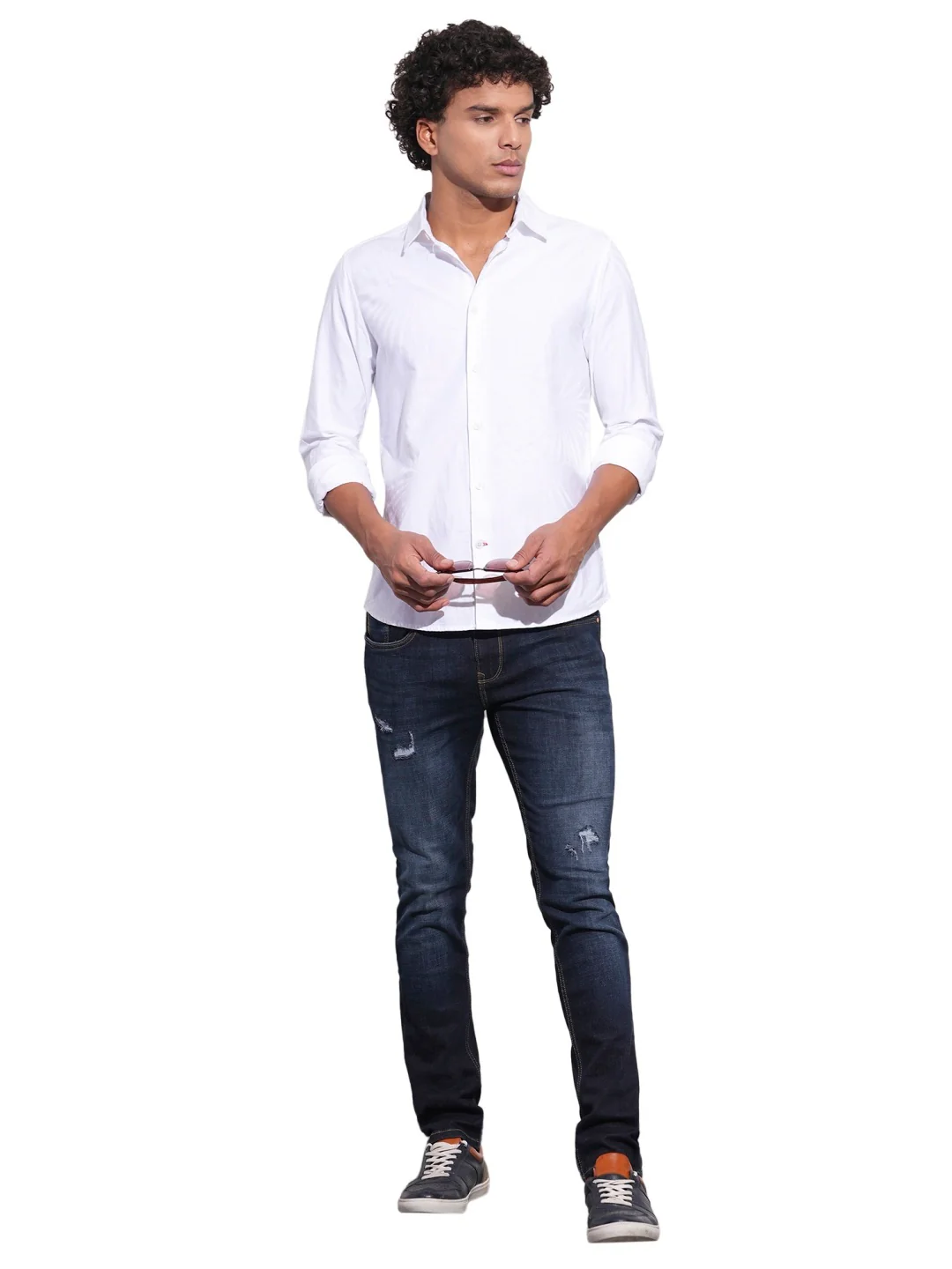 White Regular Fit Regular Collar Men's Shirt by Being Human Clothing - Image 5