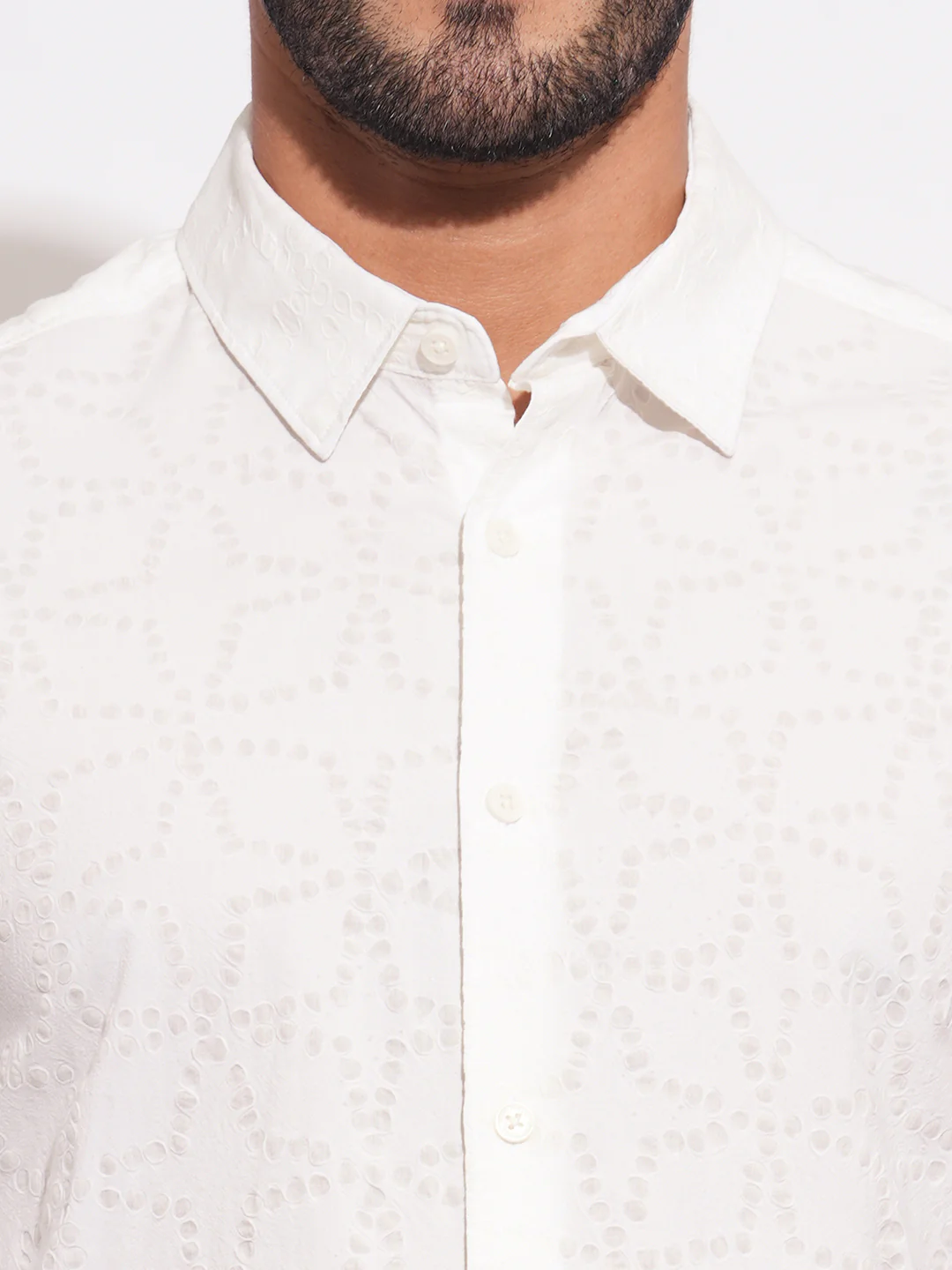 White Regular Fit Regular Collar Men's Shirt by Being Human Clothing - Image 4