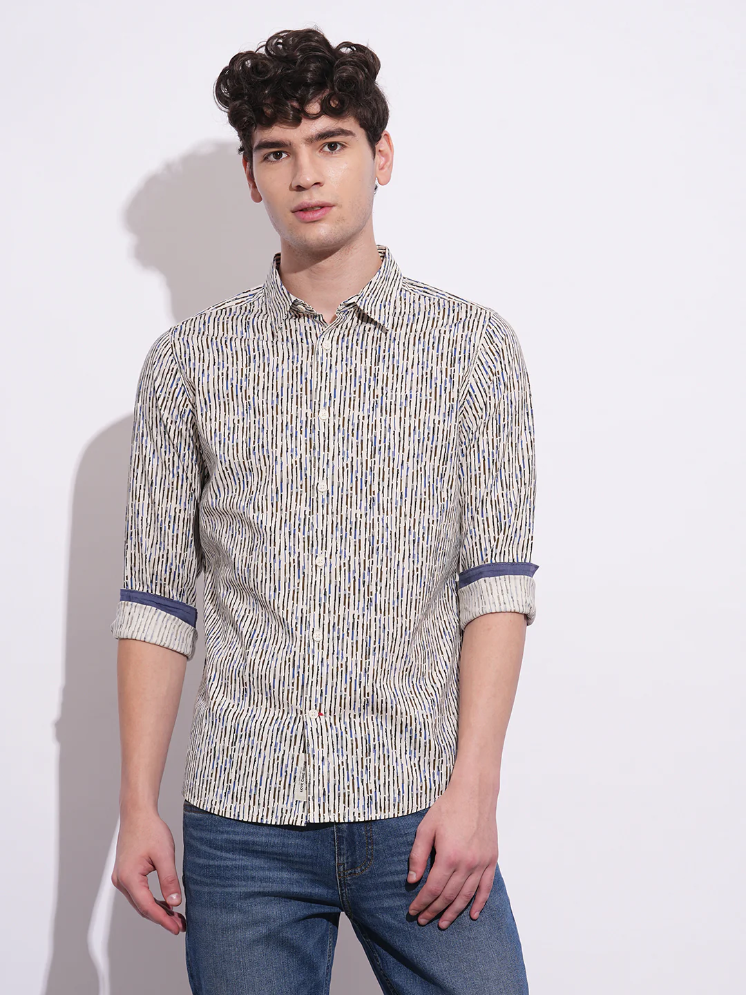 White Regular Fit Regular Collar Men's Shirt by Being Human Clothing