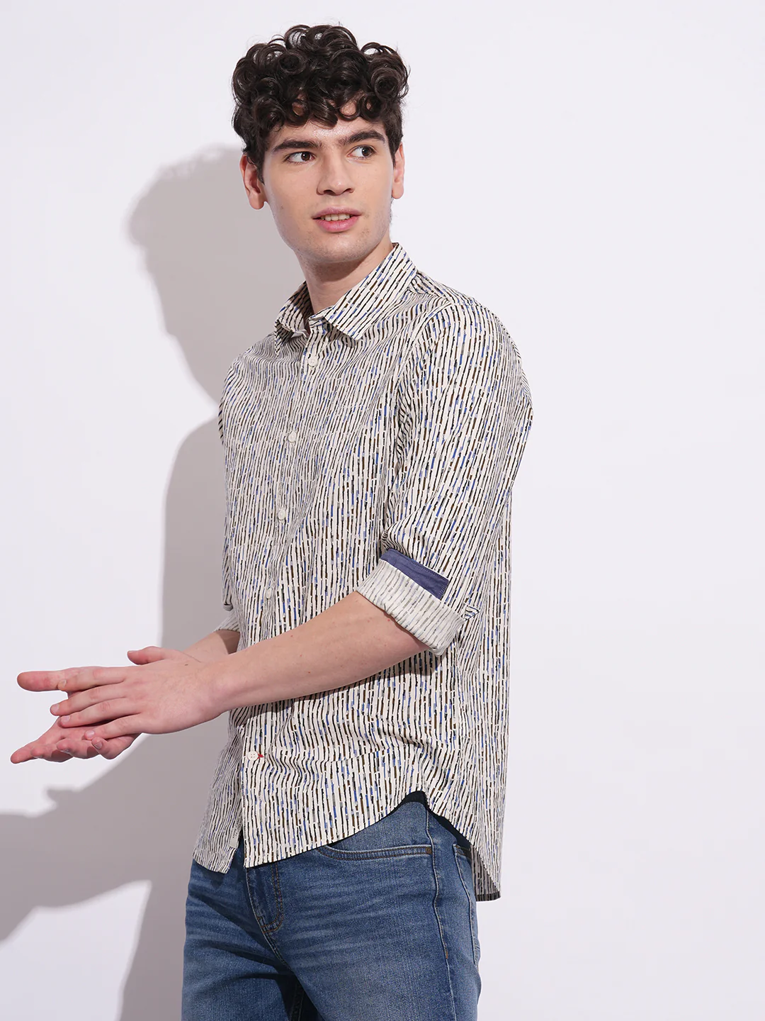 White Regular Fit Regular Collar Men's Shirt by Being Human Clothing - Image 2