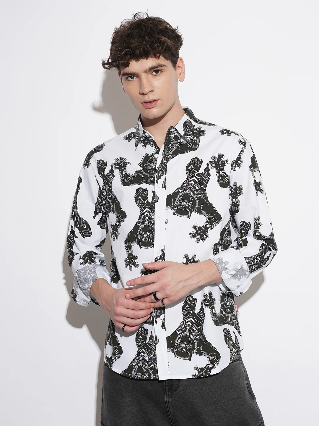 White Comfort Fit Regular Collar Men's Shirt by Being Human Clothing