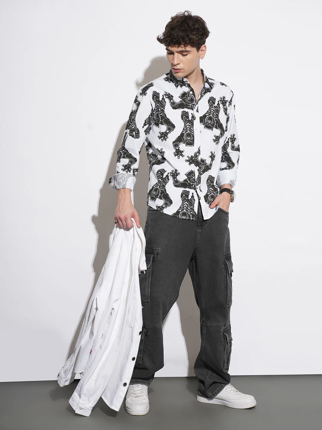 White Comfort Fit Regular Collar Men's Shirt by Being Human Clothing - Image 5