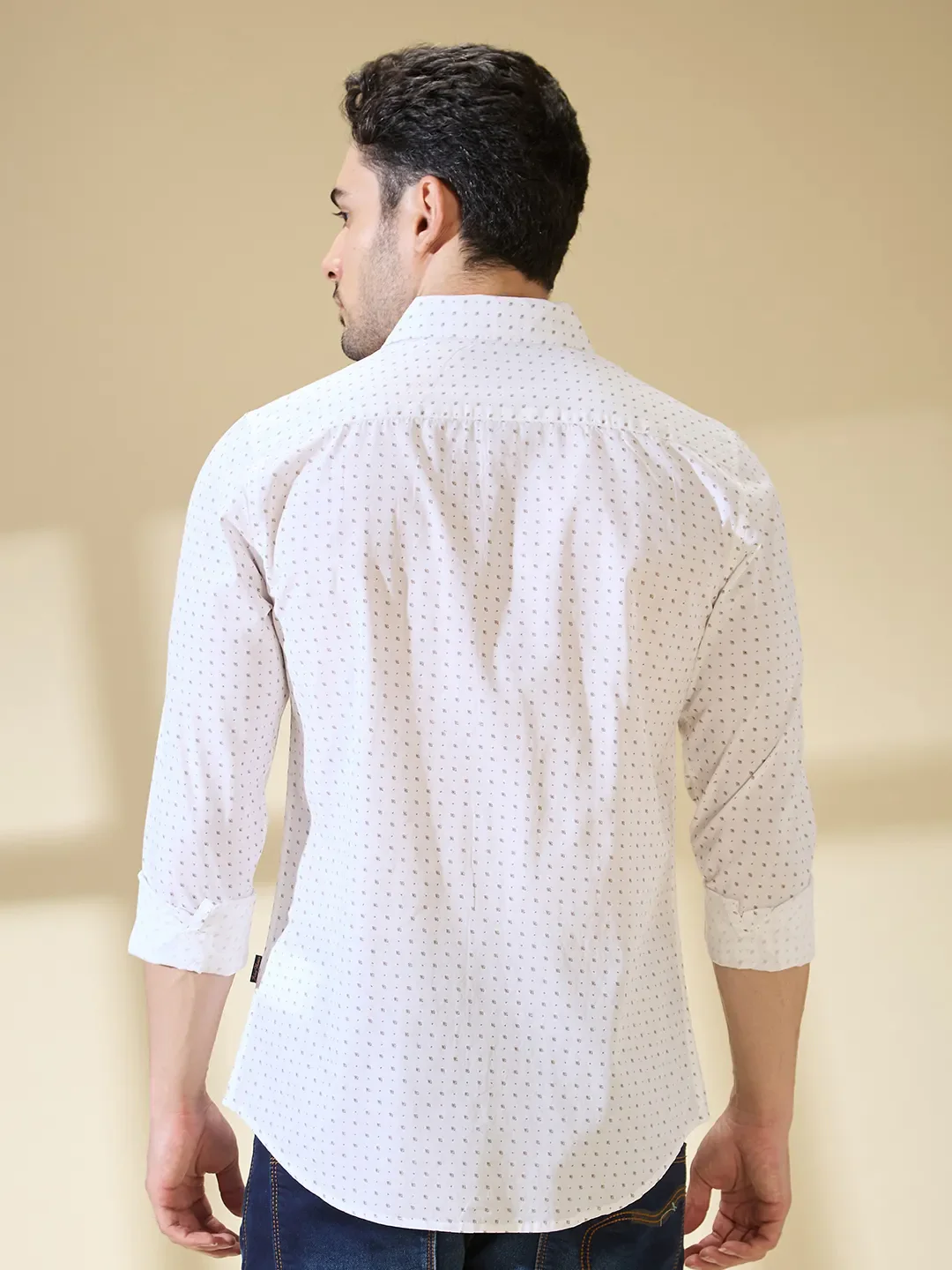 White Slim Straight Fit Regular Collar Long Sleeves Men's Shirt by Being Human Clothing - Image 3