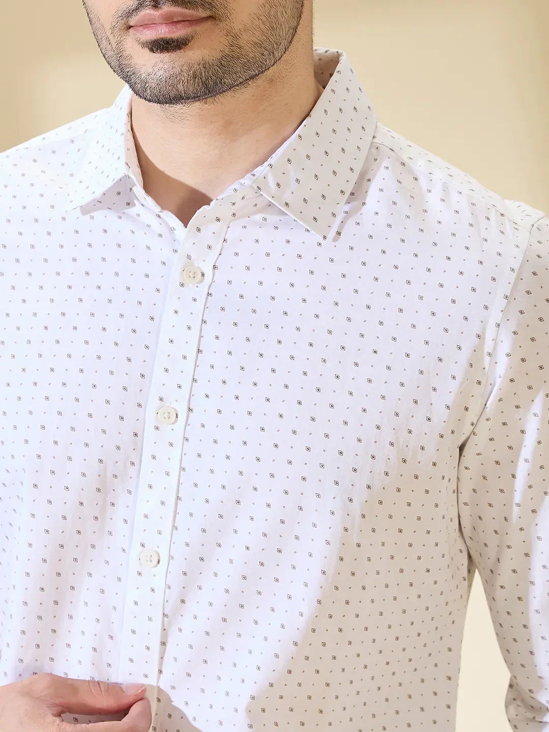 White Slim Straight Fit Regular Collar Long Sleeves Men's Shirt by Being Human Clothing - Image 5
