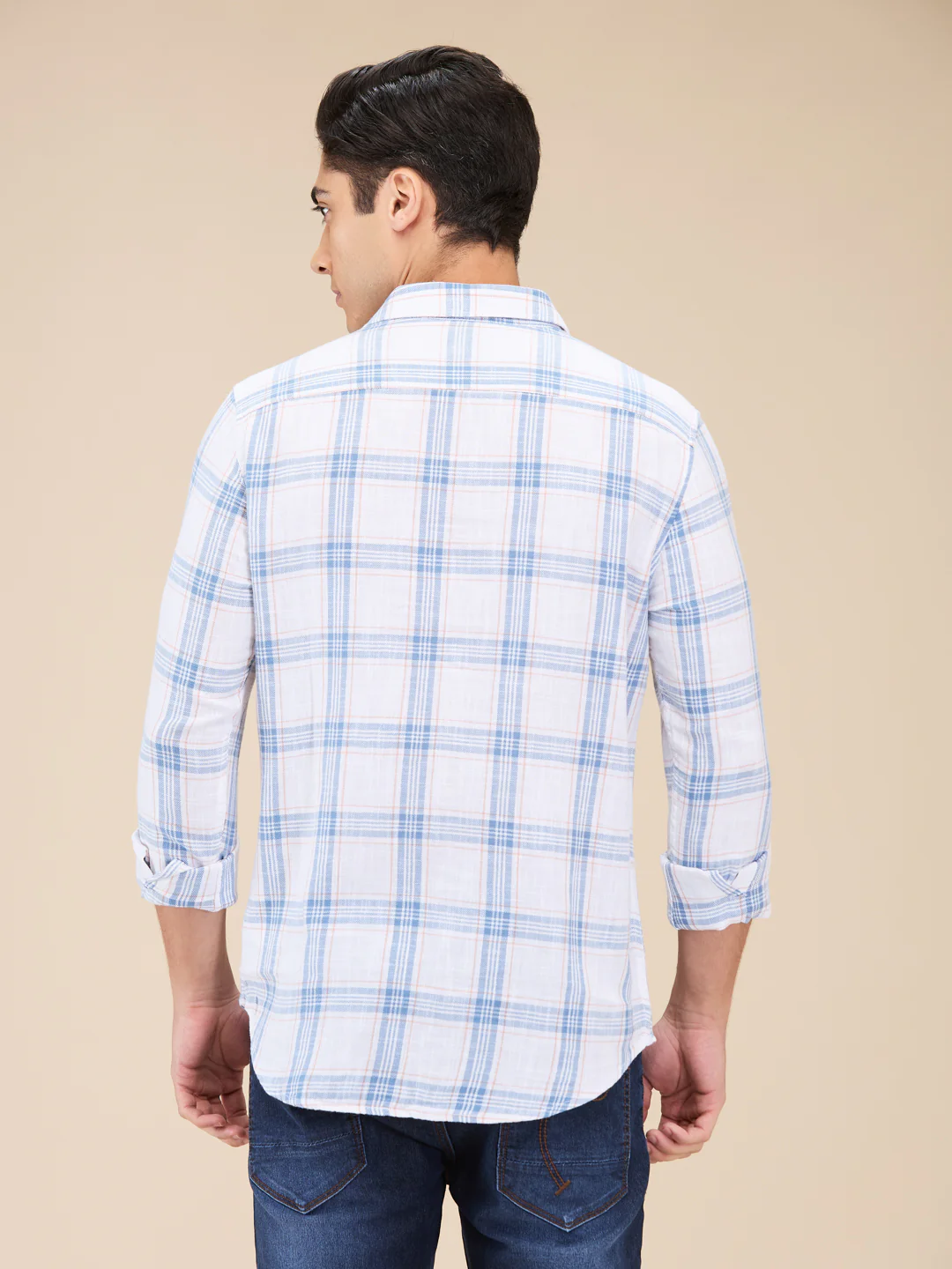 White Slim Fit Regular Collar Men's Shirt by Being Human Clothing - Image 3