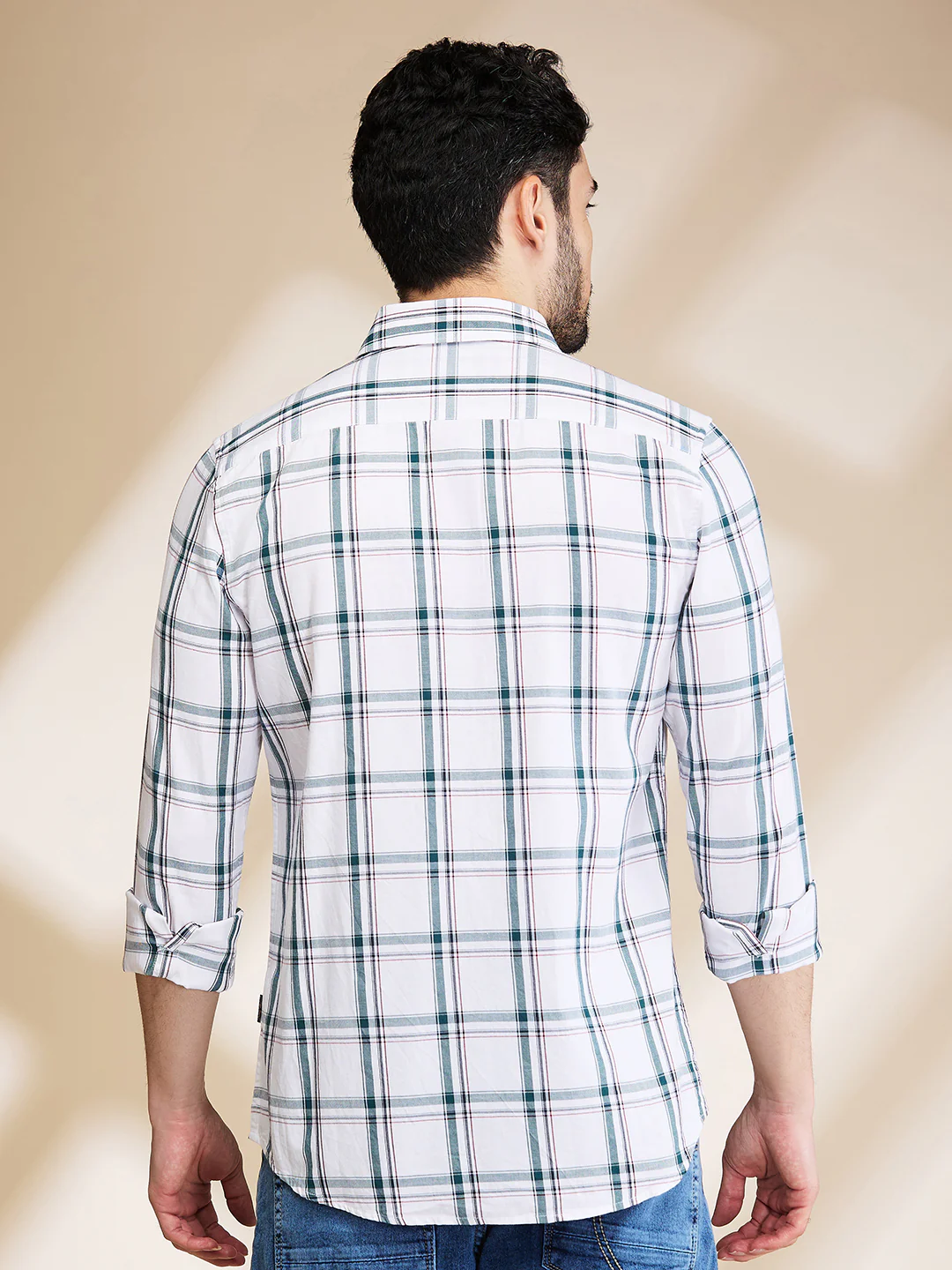 White Slim Straight Fit Regular Collar Long Sleeves Men's Shirt by Being Human Clothing - Image 3
