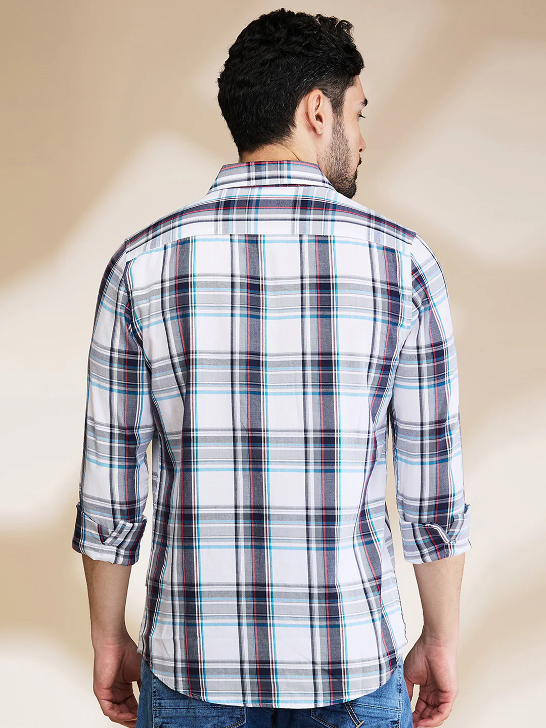 White Slim Straight Fit Regular Collar Long Sleeves Men's Shirt by Being Human Clothing - Image 3