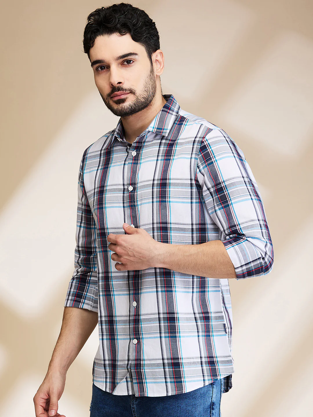 White Slim Straight Fit Regular Collar Long Sleeves Men's Shirt by Being Human Clothing - Image 4