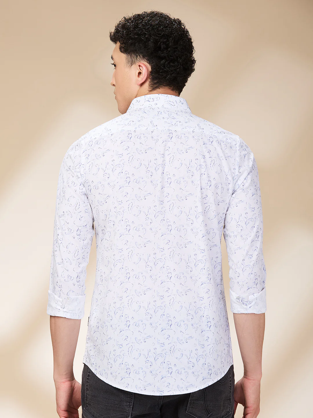 White Slim Fit Regular Collar Men's Shirt by Being Human Clothing - Image 3