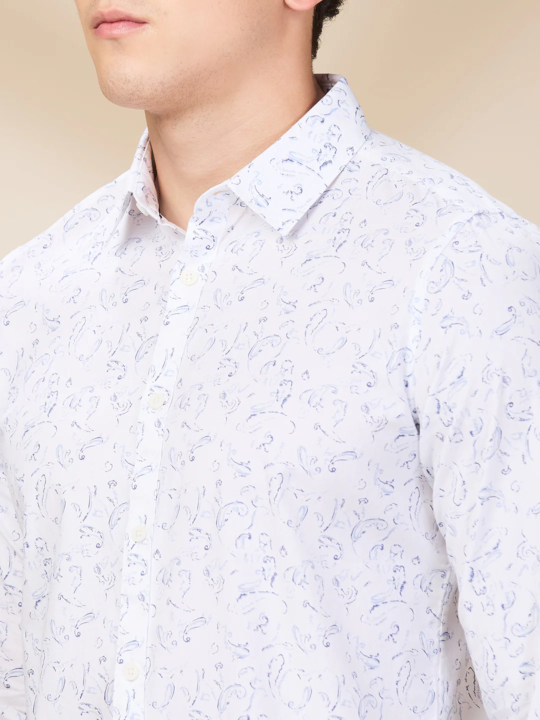 White Slim Fit Regular Collar Men's Shirt by Being Human Clothing - Image 5