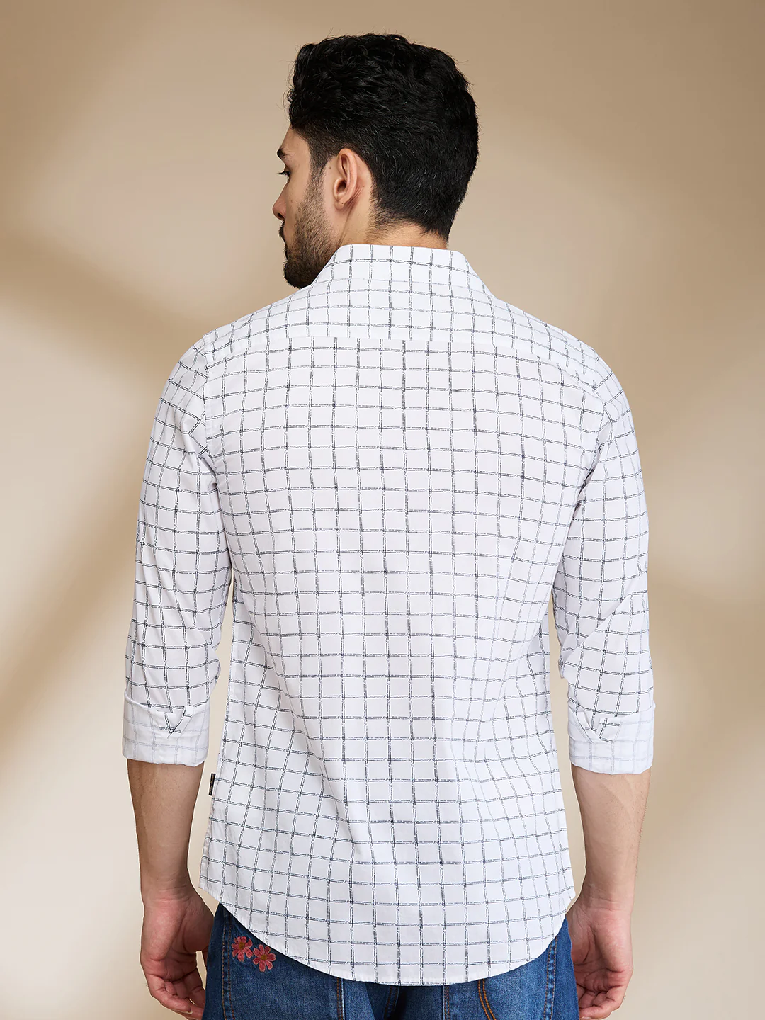 White Slim Straight Fit Regular Collar Long Sleeves Men's Shirt by Being Human Clothing - Image 3