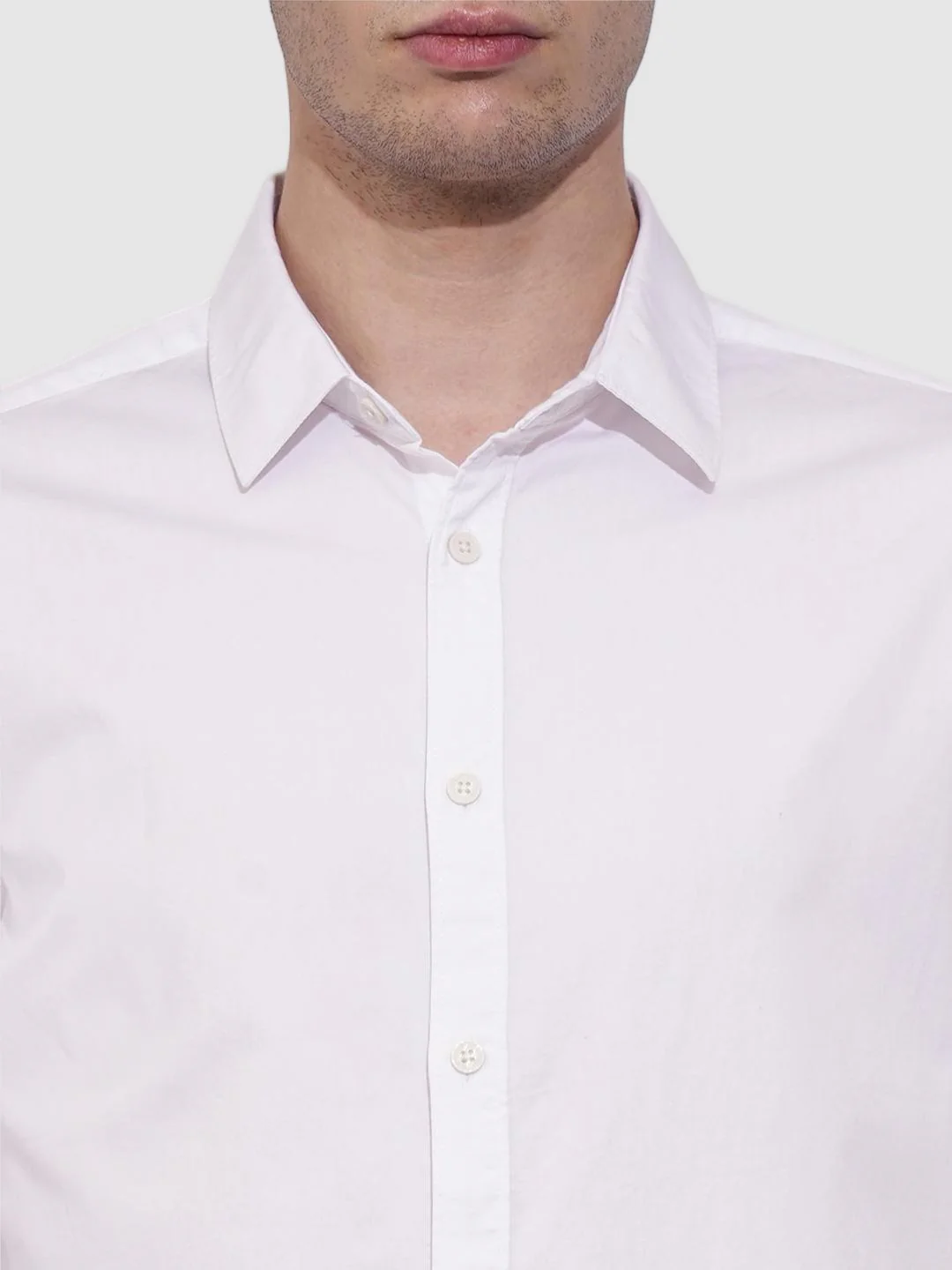 White Slim Fit Regular Collar Men's Shirt by Being Human Clothing - Image 4