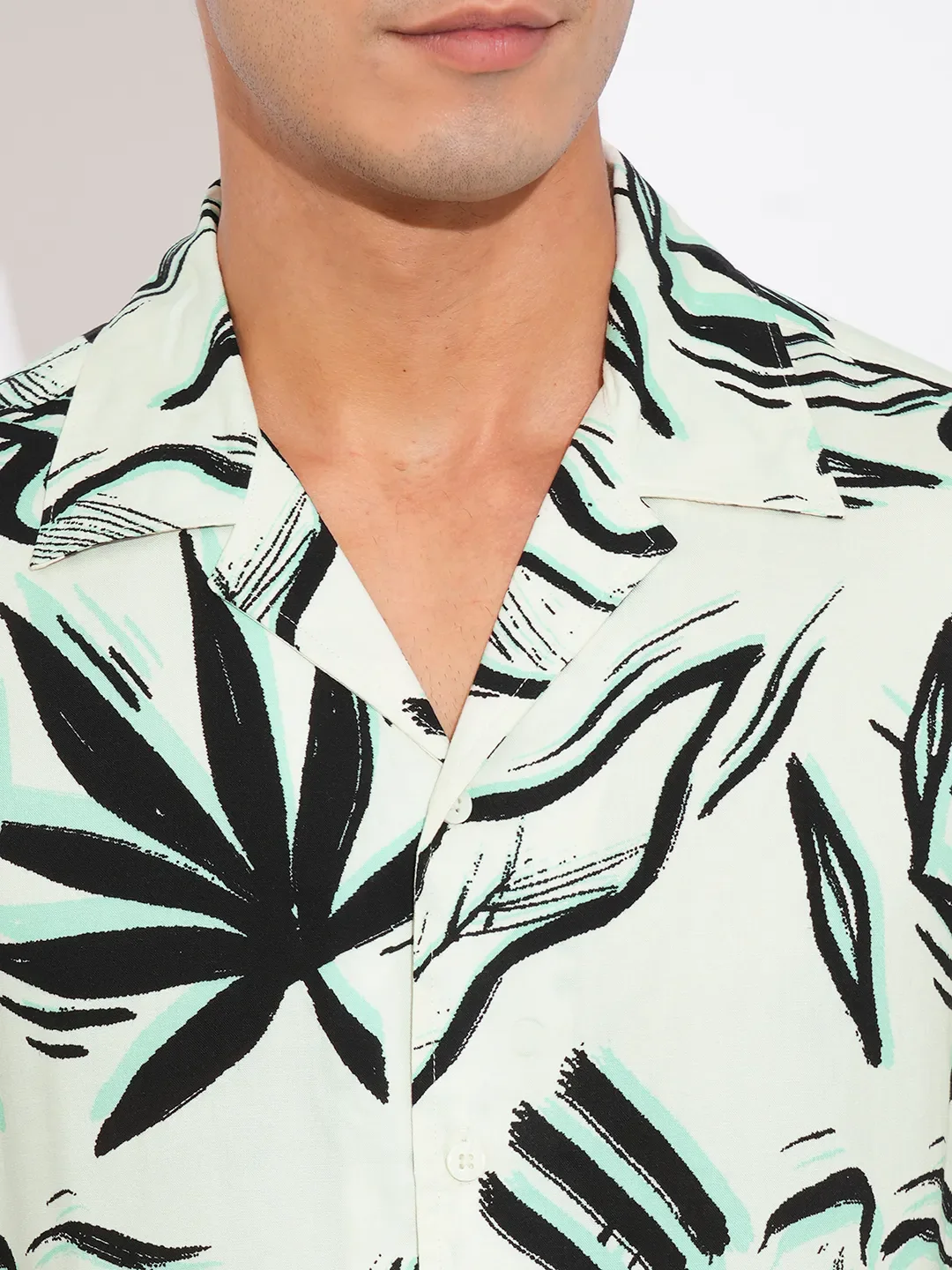 White Slim Fit Resort Collar Men's Shirt by Being Human Clothing - Image 5