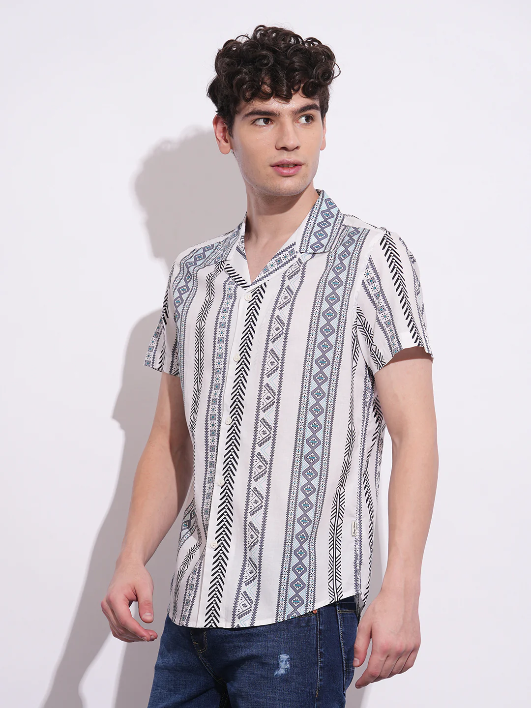 White Slim Fit Regular Collar Men's Shirt by Being Human Clothing - Image 2