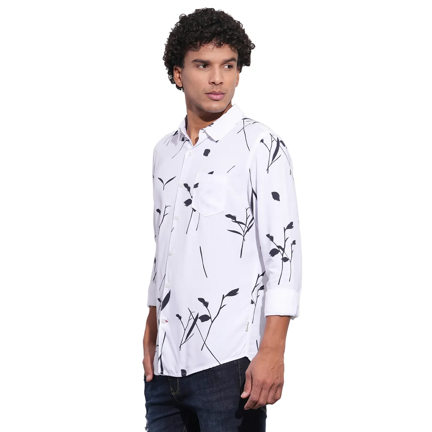 White Moderno Fit Regular Collar Long Sleeves Men's Shirt by Being Human Clothing - Image 2