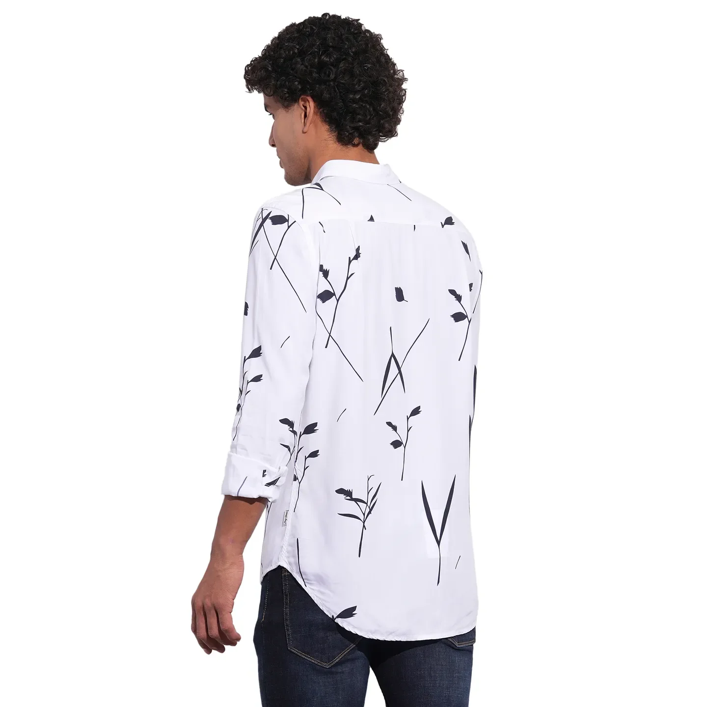 White Moderno Fit Regular Collar Long Sleeves Men's Shirt by Being Human Clothing - Image 3