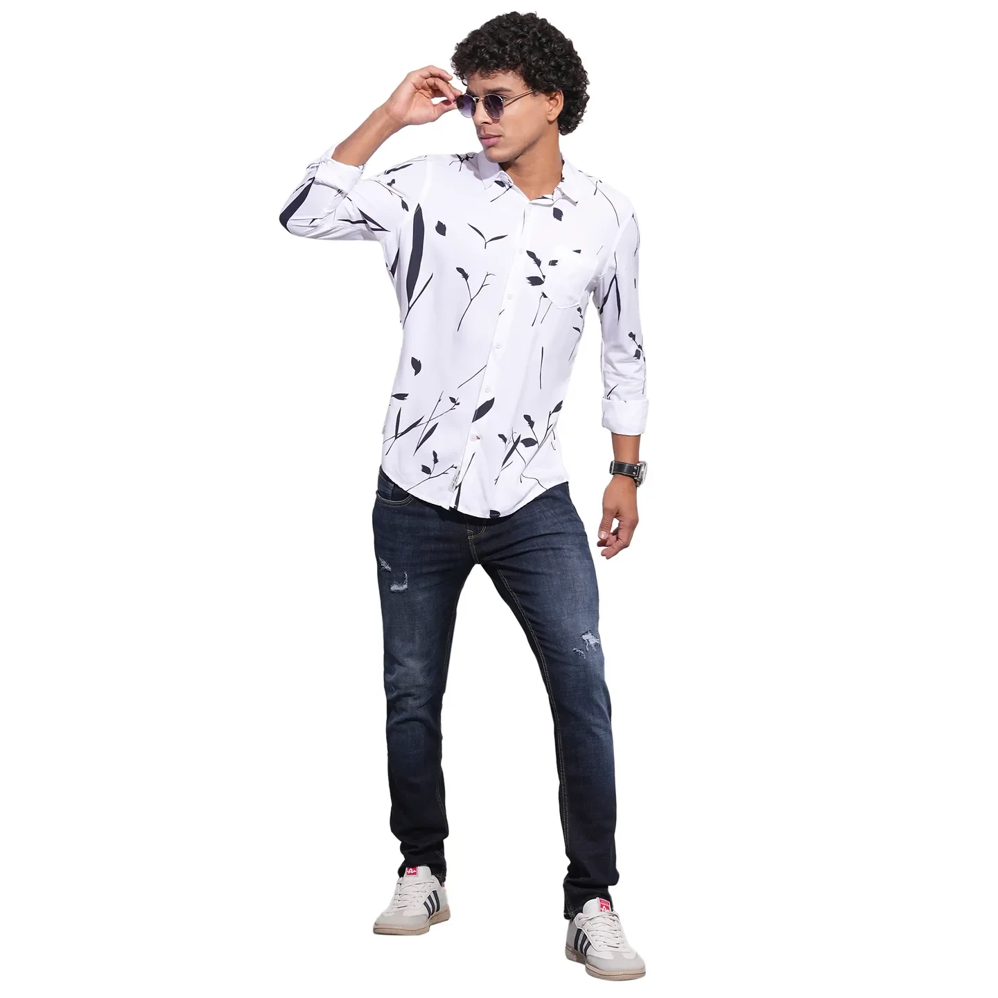 White Moderno Fit Regular Collar Long Sleeves Men's Shirt by Being Human Clothing - Image 4