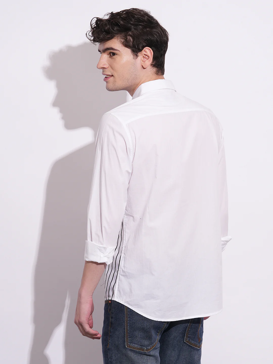 White Regular Fit Regular Collar Men's Shirt by Being Human Clothing - Image 3