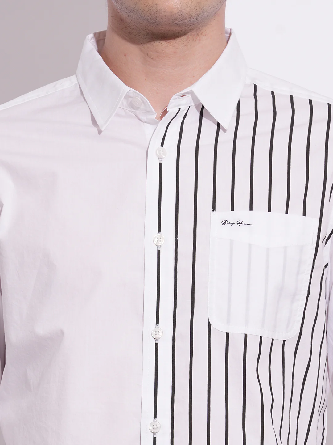 White Regular Fit Regular Collar Men's Shirt by Being Human Clothing - Image 4
