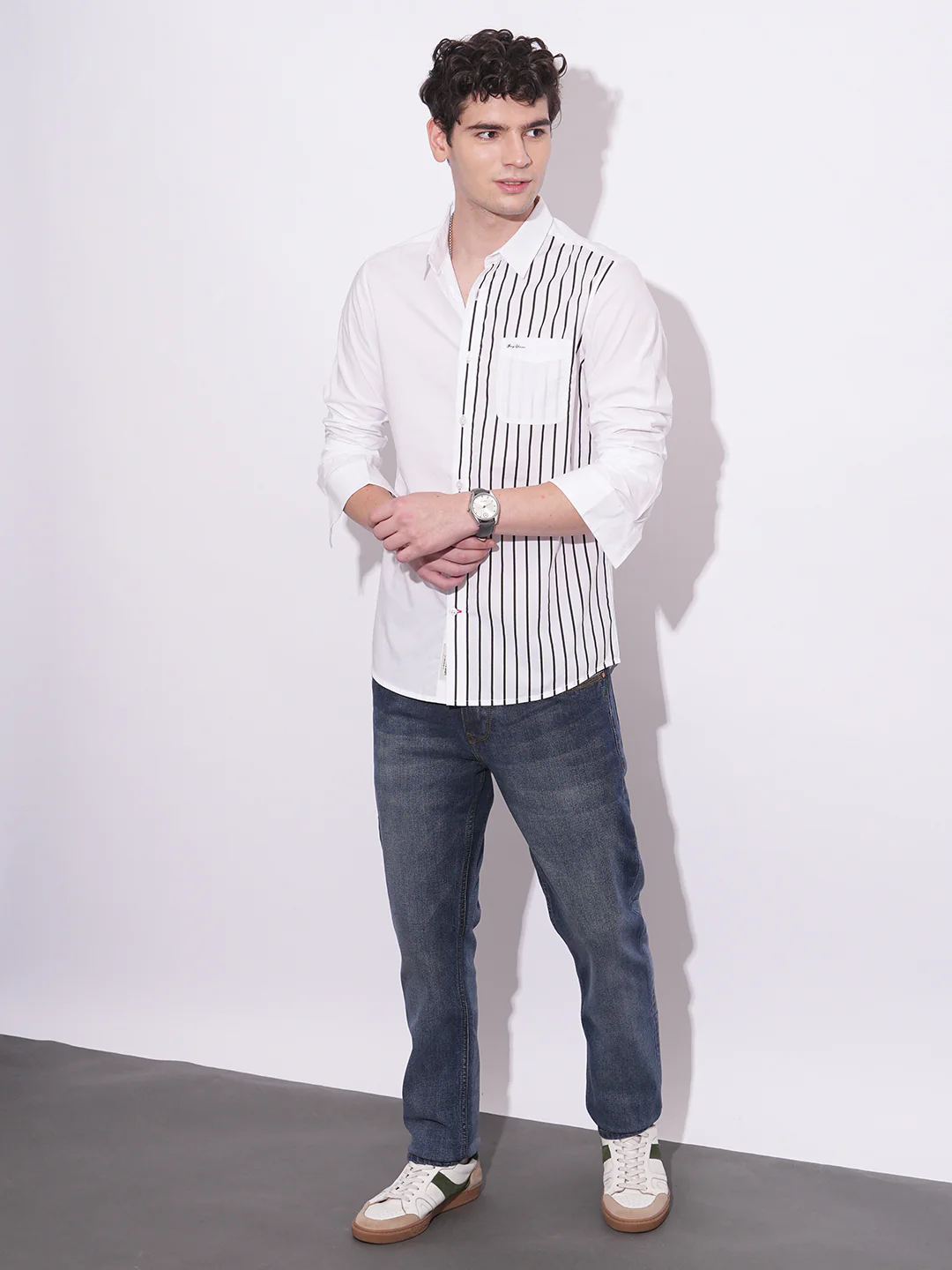White Regular Fit Regular Collar Men's Shirt by Being Human Clothing - Image 5