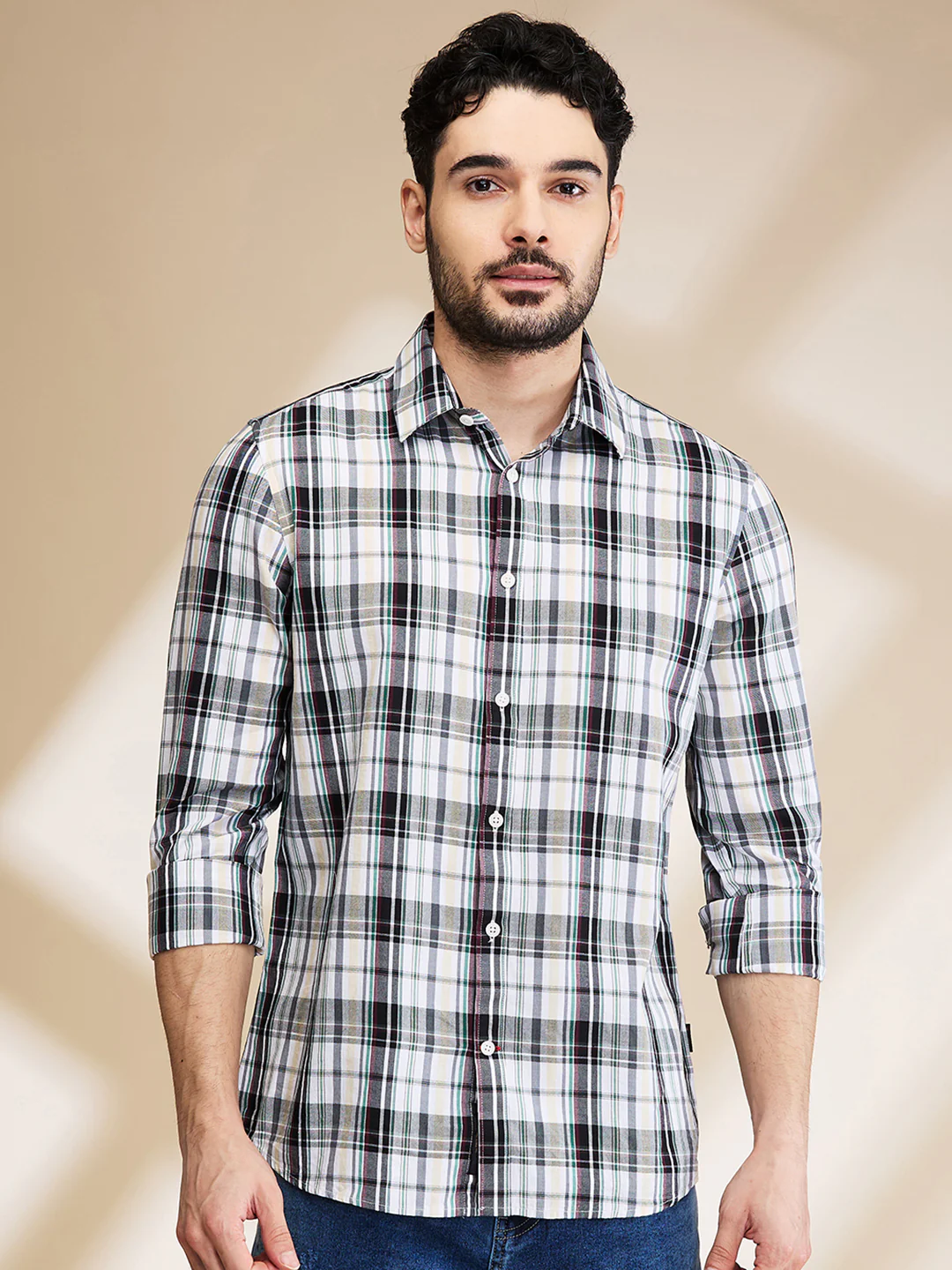 White Slim Fit Regular Collar Men's Shirt by Being Human Clothing