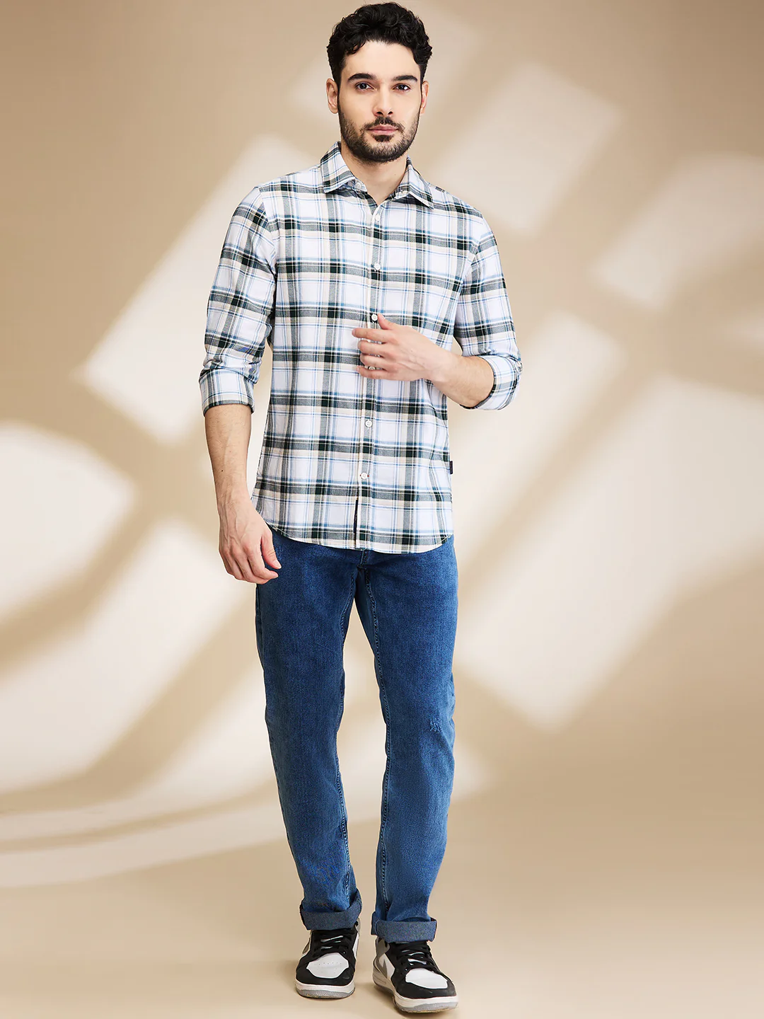 White Slim Fit Regular Collar Men's Shirt by Being Human Clothing - Image 2