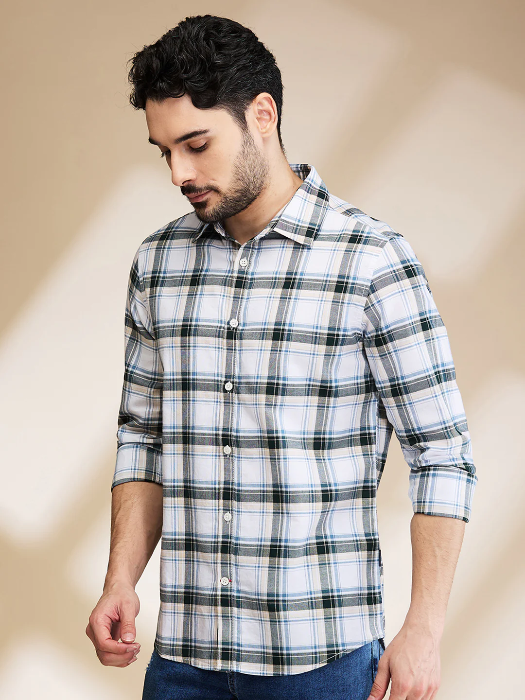 White Slim Fit Regular Collar Men's Shirt by Being Human Clothing - Image 4