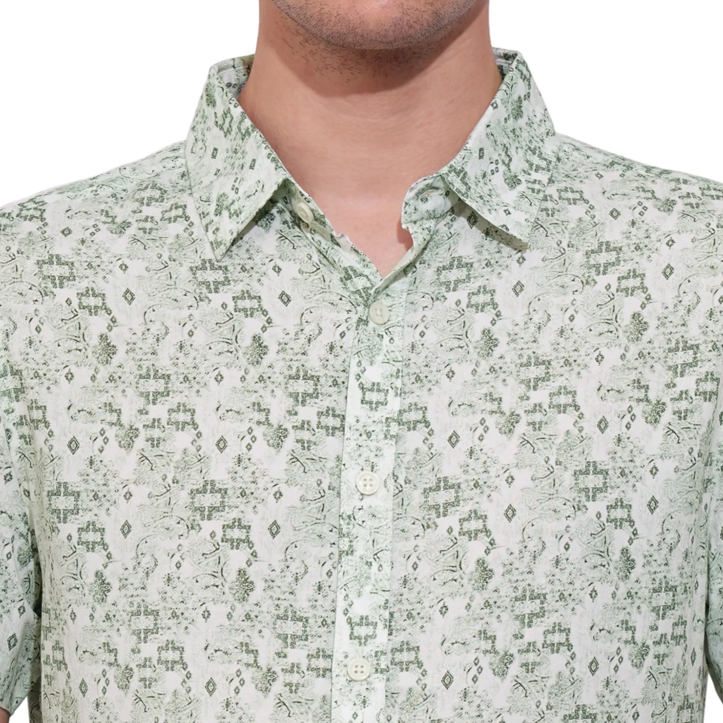 White Slim Straight Fit Regular Collar Short Sleeves Men's Shirt by Being Human Clothing - Image 5