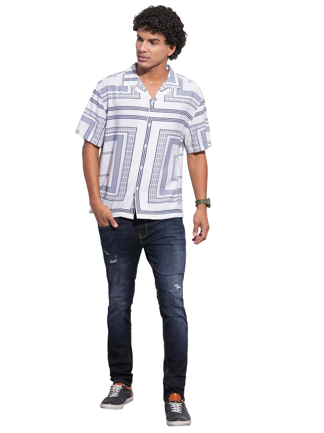 White Easy Fit Regular Collar Men's Shirt by Being Human Clothing - Image 5